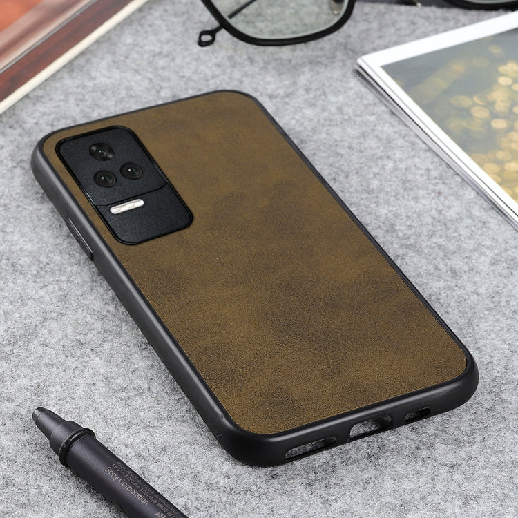 For Xiaomi Redmi K40S 5G Two-color Cowhide Texture PU Shockproof Phone Case