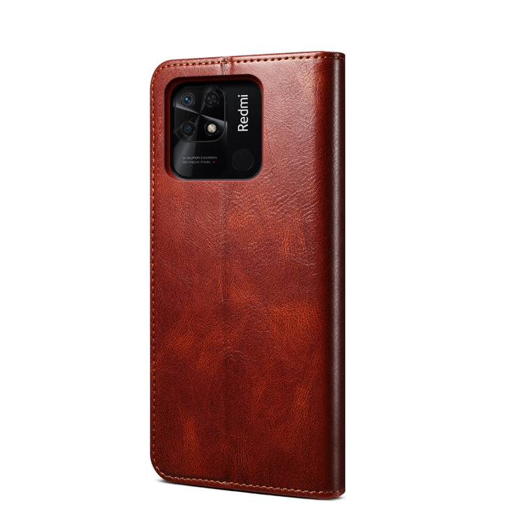 For Xiaomi Redmi 10C Oil Wax Crazy Horse Texture Leather Phone Case