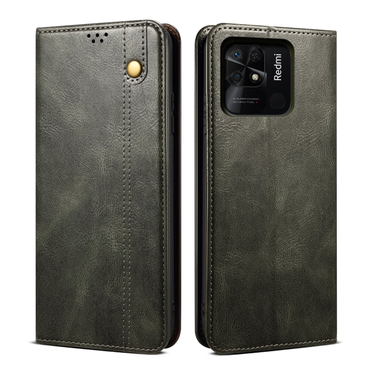 For Xiaomi Redmi 10C Oil Wax Crazy Horse Texture Leather Phone Case