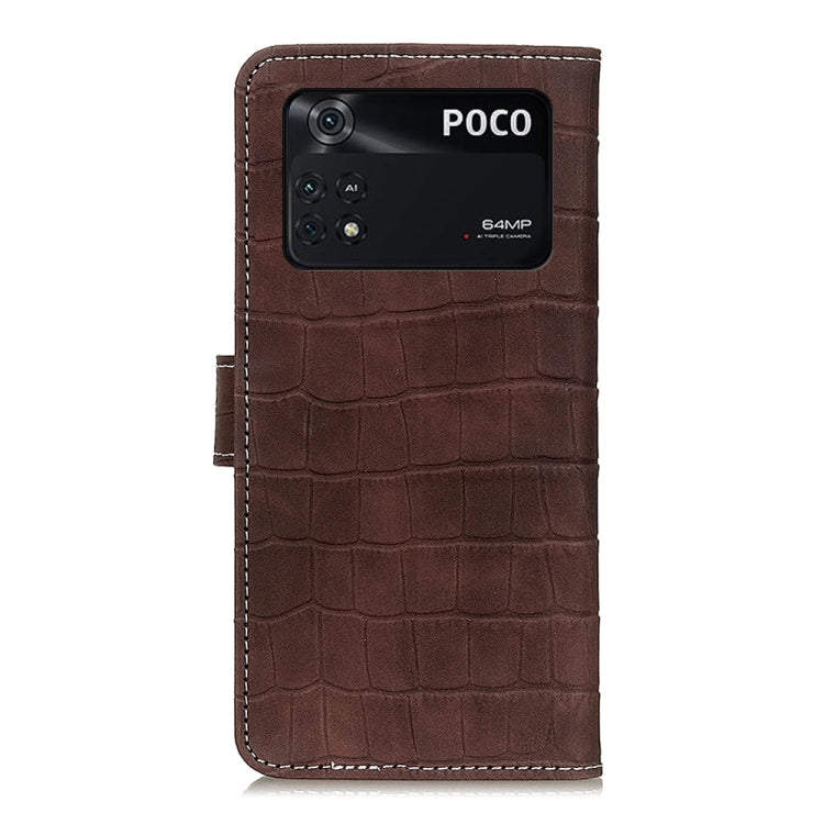 For Xiaomi Poco M4 Pro 4G Magnetic Crocodile Texture Horizontal Flip Leather Phone Case