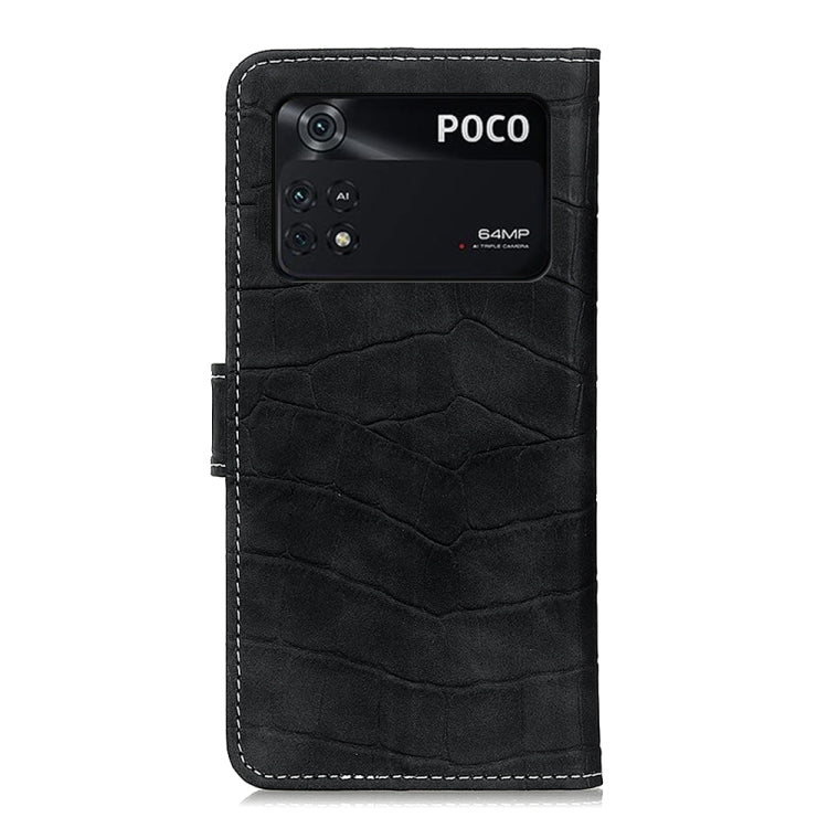 For Xiaomi Poco M4 Pro 4G Magnetic Crocodile Texture Horizontal Flip Leather Phone Case
