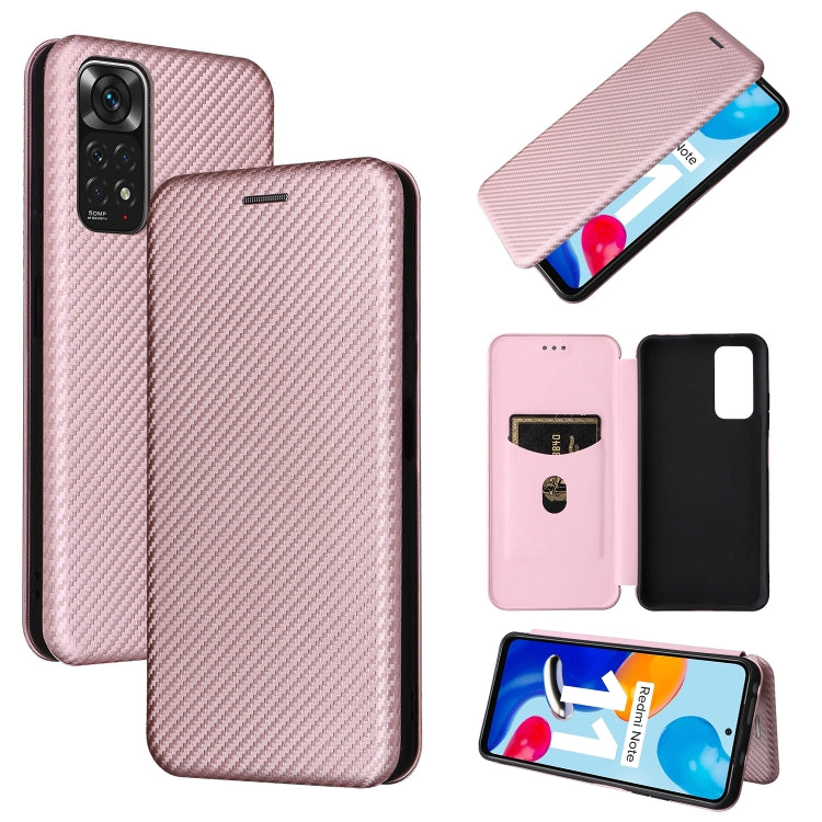 For Xiaomi Redmi Note 11 4G / Note 11S 4G Carbon Fiber Texture Leather Phone Case