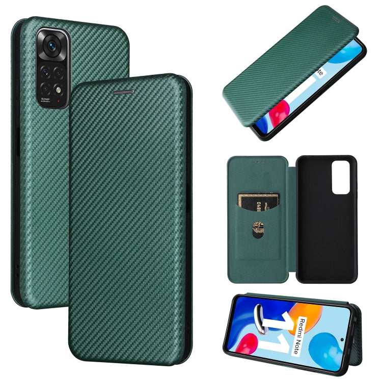 For Xiaomi Redmi Note 11 4G / Note 11S 4G Carbon Fiber Texture Leather Phone Case