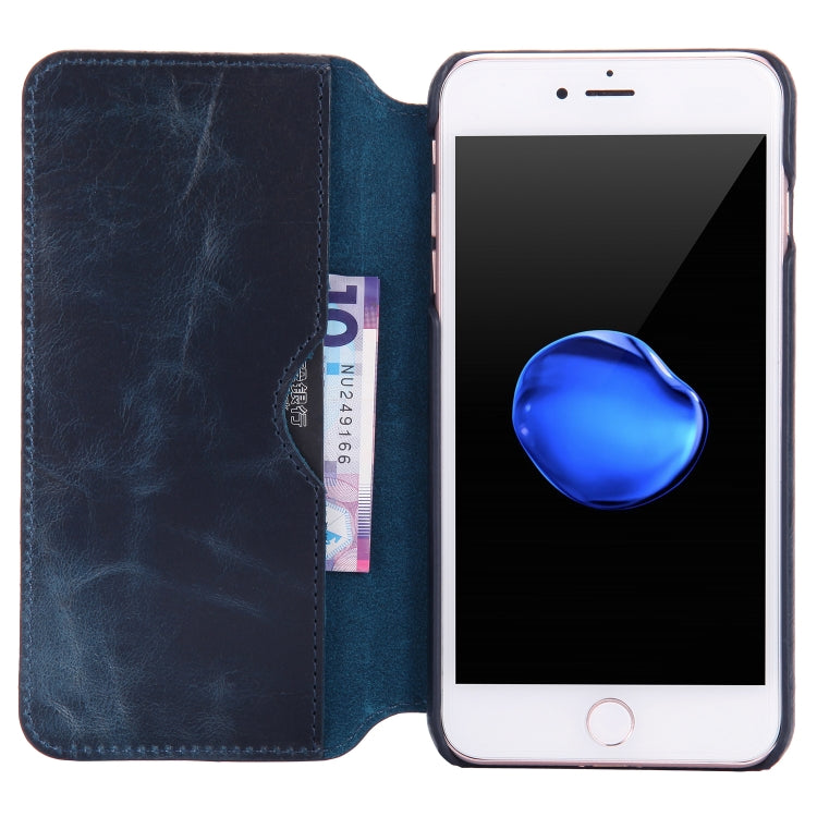 For iPhone 6s / 7 / 8 Denior Oil Wax Cowhide Simple Horizontal Flip Leather Case with Card Slots & Wallet
