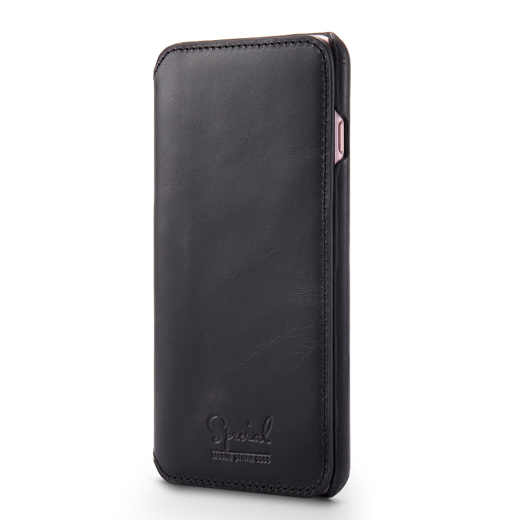 For iPhone 6 Plus / 7 Plus / 8 Plus Denior Oil Wax Cowhide Simple Horizontal Flip Leather Case with Card Slots & Wallet