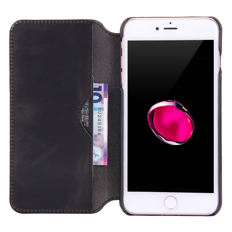 For iPhone 6 Plus / 7 Plus / 8 Plus Denior Oil Wax Cowhide Simple Horizontal Flip Leather Case with Card Slots & Wallet