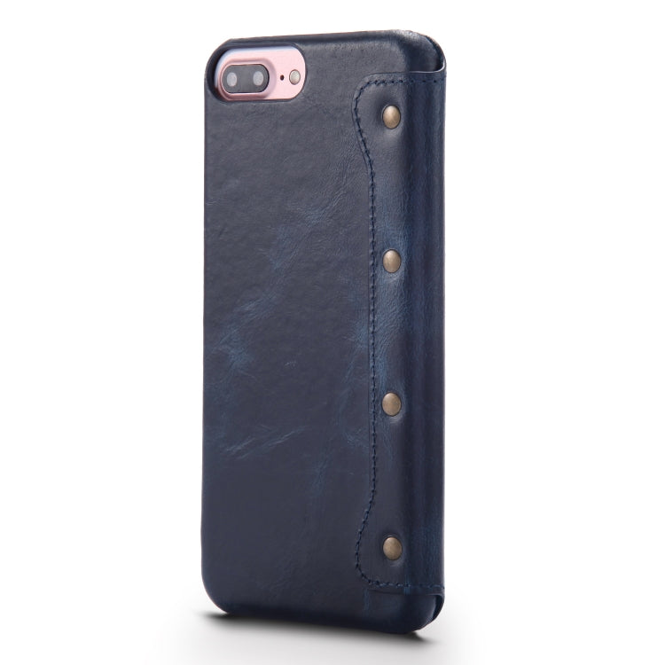For iPhone 6 Plus / 7 Plus / 8 Plus Denior Oil Wax Cowhide Simple Horizontal Flip Leather Case with Card Slots & Wallet
