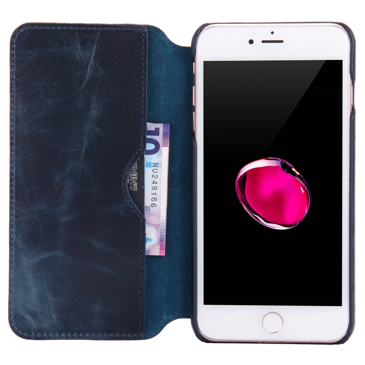 For iPhone 6 Plus / 7 Plus / 8 Plus Denior Oil Wax Cowhide Simple Horizontal Flip Leather Case with Card Slots & Wallet