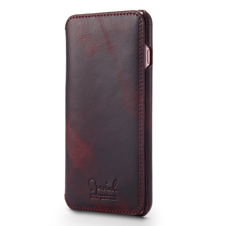 For iPhone 6 Plus / 7 Plus / 8 Plus Denior Oil Wax Cowhide Simple Horizontal Flip Leather Case with Card Slots & Wallet