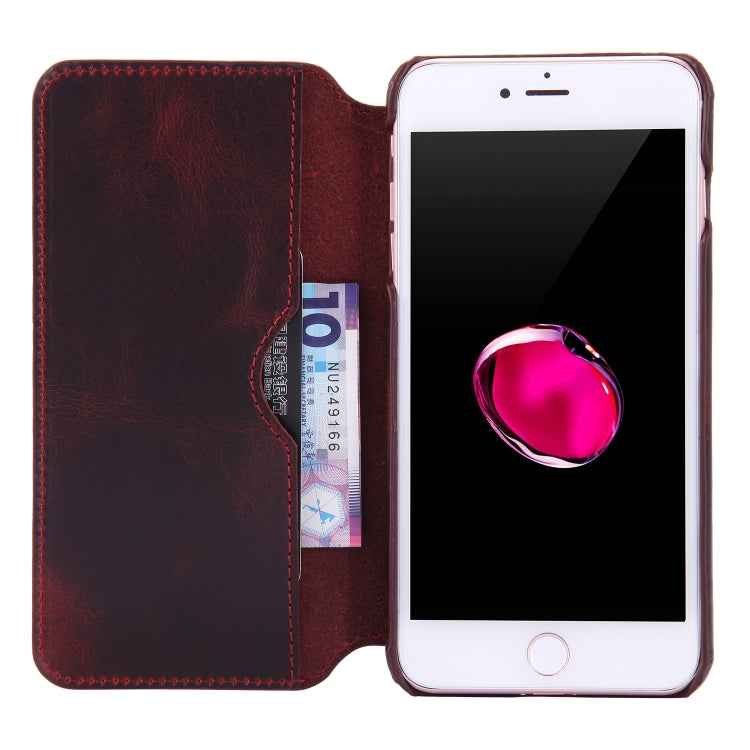 For iPhone 6 Plus / 7 Plus / 8 Plus Denior Oil Wax Cowhide Simple Horizontal Flip Leather Case with Card Slots & Wallet