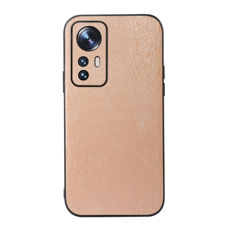 For Xiaomi 12 Pro Wood Texture PU Phone Case