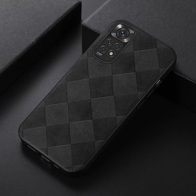 For Xiaomi Redmi Note 11 4G / Note 11S Weave Plaid PU Phone Case