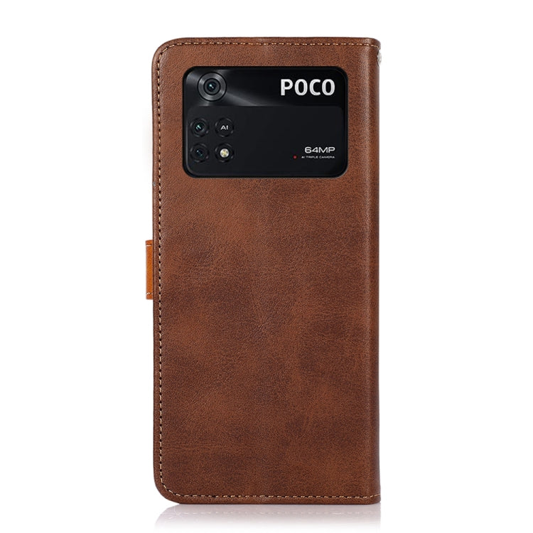For Xiaomi Poco M4 Pro KHAZNEH Dual-color Cowhide Texture Flip Leather Phone Case