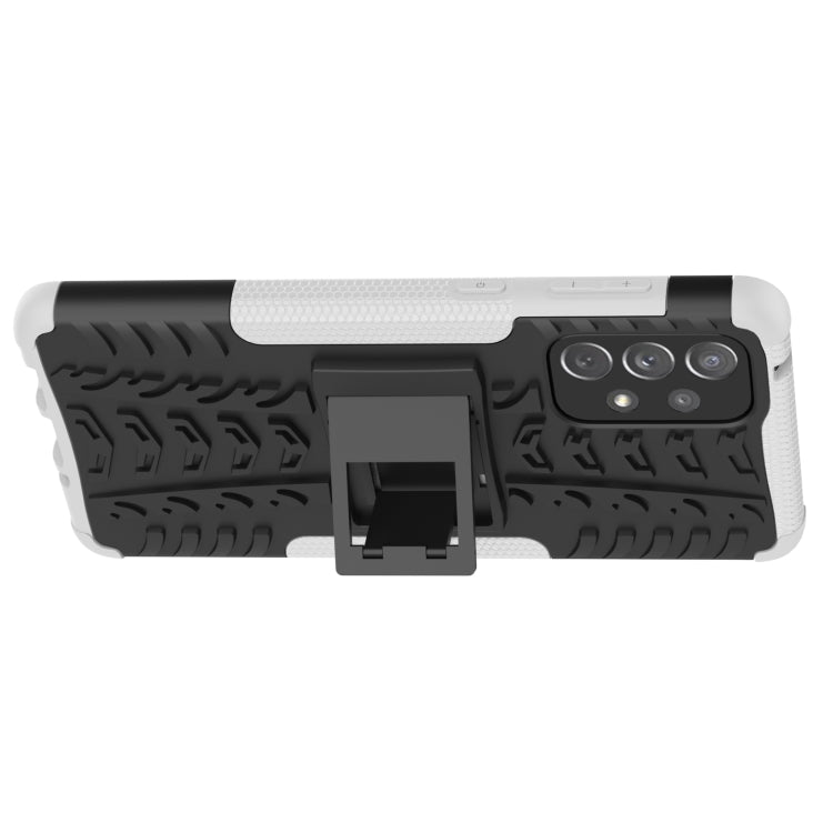 For Samsung Galaxy A73 5G Tire Texture Shockproof TPU+PC Phone Case with Holder