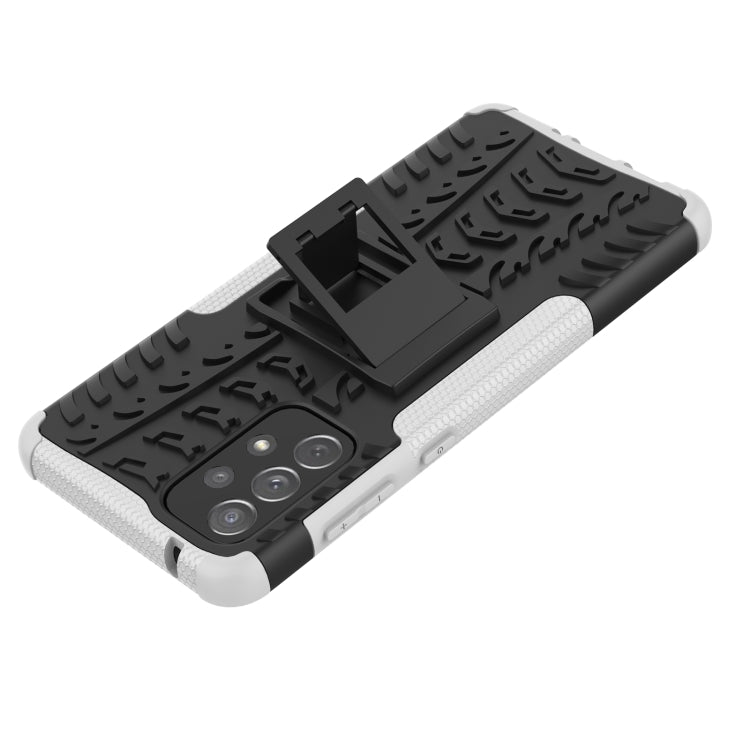 For Samsung Galaxy A73 5G Tire Texture Shockproof TPU+PC Phone Case with Holder
