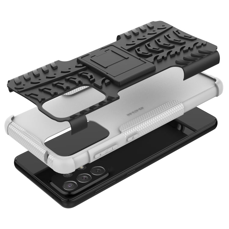 For Samsung Galaxy A73 5G Tire Texture Shockproof TPU+PC Phone Case with Holder