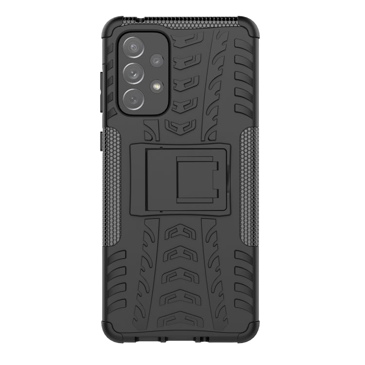 For Samsung Galaxy A73 5G Tire Texture Shockproof TPU+PC Phone Case with Holder