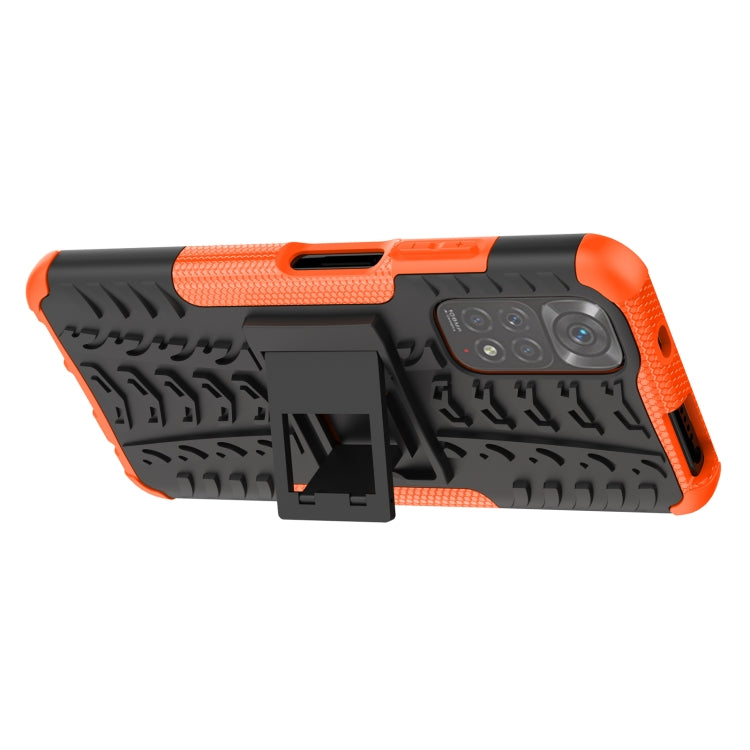 For Xiaomi Redmi Note 11S 4G International Version Tire Texture Shockproof TPU+PC Phone Case with Holder