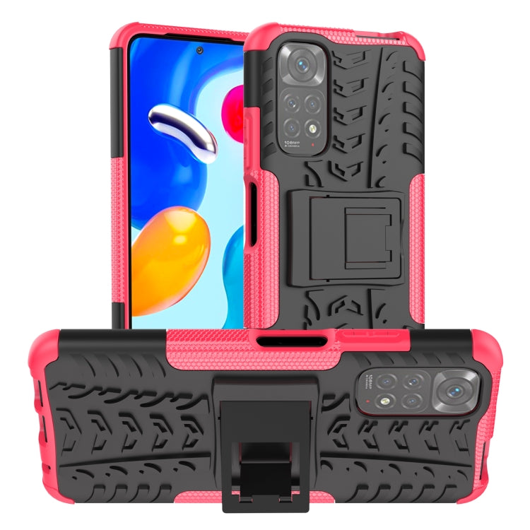 For Xiaomi Redmi Note 11S 4G International Version Tire Texture Shockproof TPU+PC Phone Case with Holder