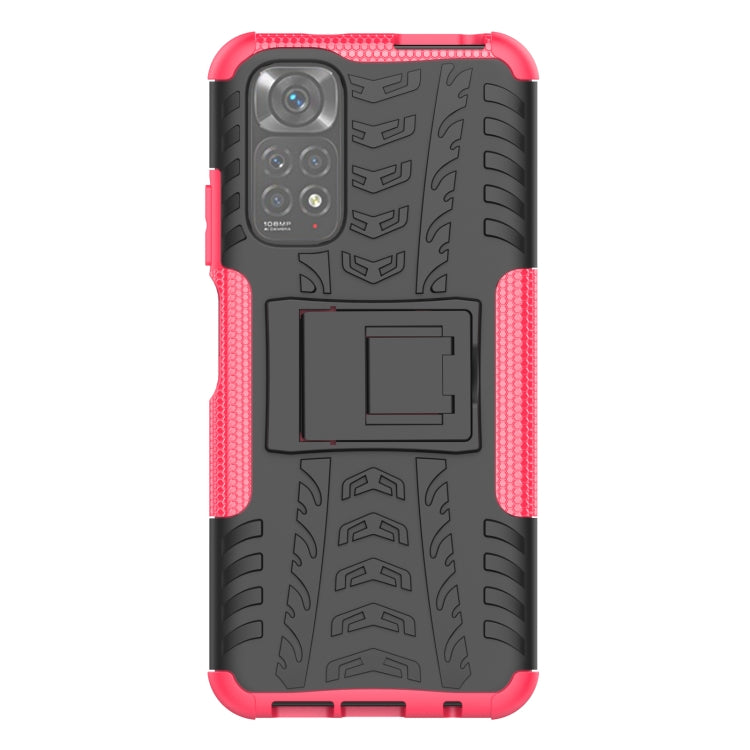 For Xiaomi Redmi Note 11S 4G International Version Tire Texture Shockproof TPU+PC Phone Case with Holder