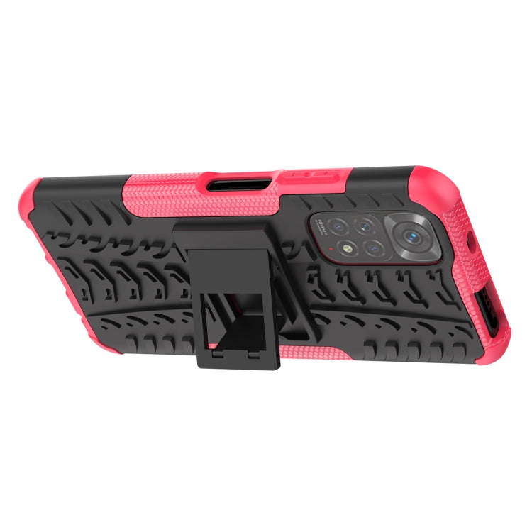 For Xiaomi Redmi Note 11S 4G International Version Tire Texture Shockproof TPU+PC Phone Case with Holder