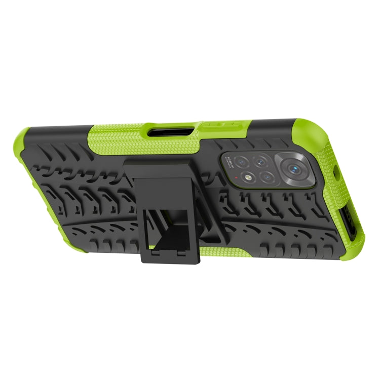 For Xiaomi Redmi Note 11S 4G International Version Tire Texture Shockproof TPU+PC Phone Case with Holder