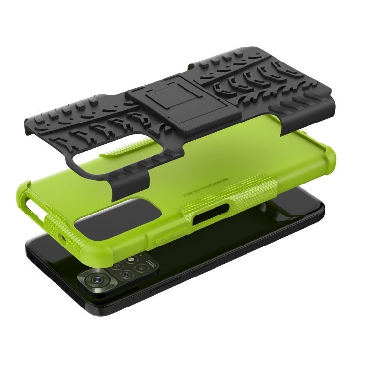 For Xiaomi Redmi Note 11S 4G International Version Tire Texture Shockproof TPU+PC Phone Case with Holder