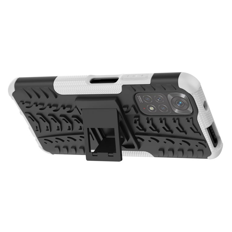 For Xiaomi Redmi Note 11S 4G International Version Tire Texture Shockproof TPU+PC Phone Case with Holder