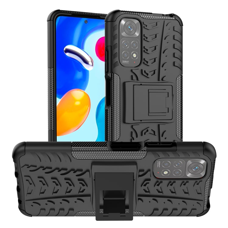 For Xiaomi Redmi Note 11S 4G International Version Tire Texture Shockproof TPU+PC Phone Case with Holder