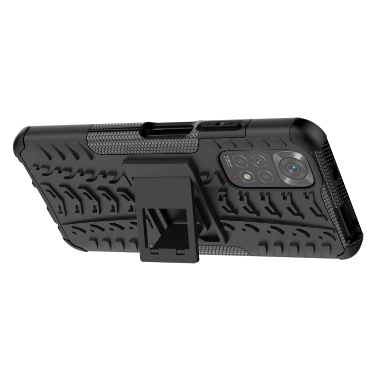 For Xiaomi Redmi Note 11S 4G International Version Tire Texture Shockproof TPU+PC Phone Case with Holder