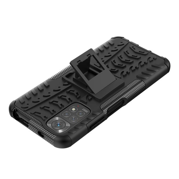 For Xiaomi Redmi Note 11S 4G International Version Tire Texture Shockproof TPU+PC Phone Case with Holder