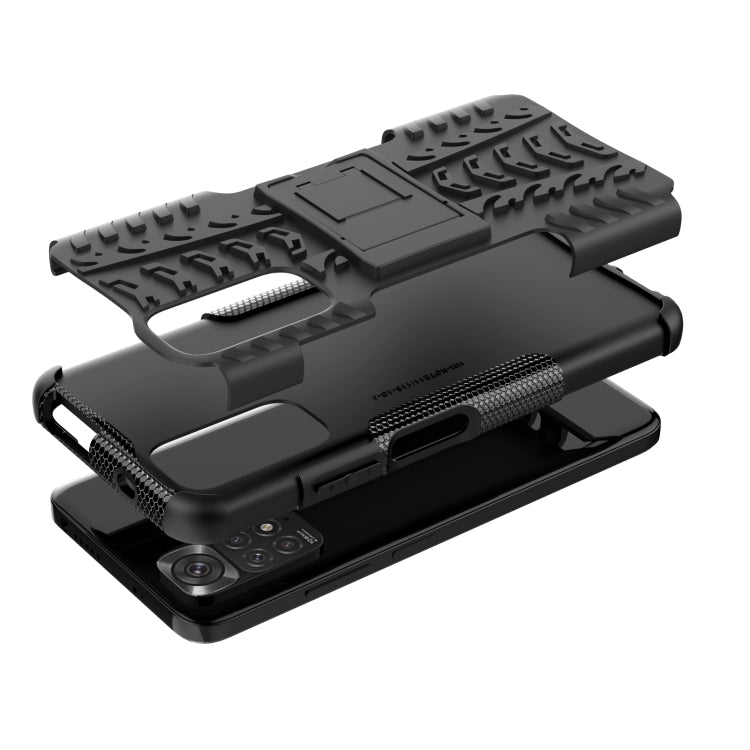 For Xiaomi Redmi Note 11S 4G International Version Tire Texture Shockproof TPU+PC Phone Case with Holder