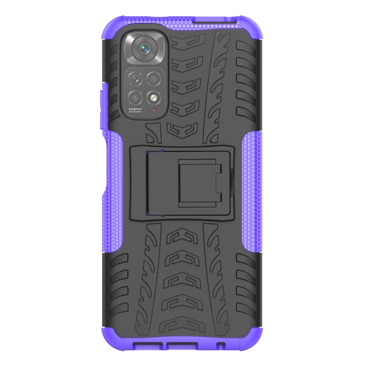 For Xiaomi Redmi Note 11S 4G International Version Tire Texture Shockproof TPU+PC Phone Case with Holder