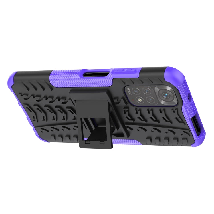 For Xiaomi Redmi Note 11S 4G International Version Tire Texture Shockproof TPU+PC Phone Case with Holder