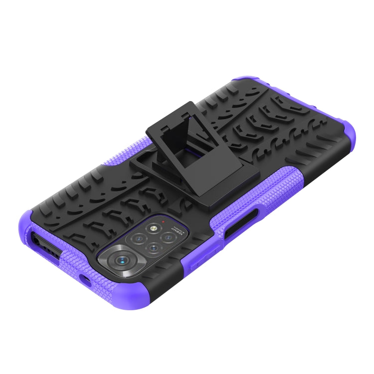 For Xiaomi Redmi Note 11S 4G International Version Tire Texture Shockproof TPU+PC Phone Case with Holder