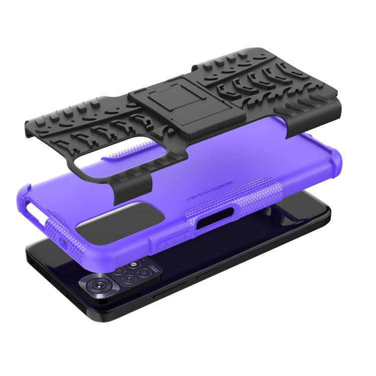 For Xiaomi Redmi Note 11S 4G International Version Tire Texture Shockproof TPU+PC Phone Case with Holder