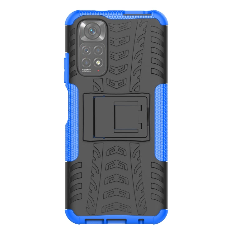 For Xiaomi Redmi Note 11S 4G International Version Tire Texture Shockproof TPU+PC Phone Case with Holder