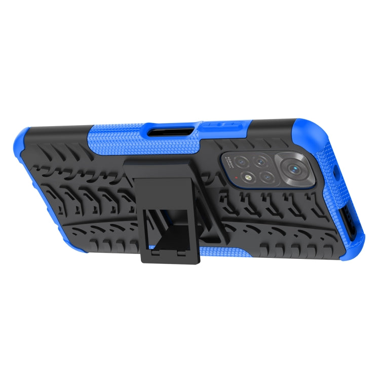 For Xiaomi Redmi Note 11S 4G International Version Tire Texture Shockproof TPU+PC Phone Case with Holder