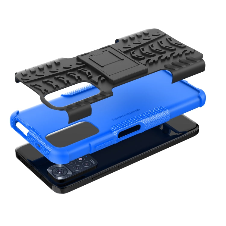 For Xiaomi Redmi Note 11S 4G International Version Tire Texture Shockproof TPU+PC Phone Case with Holder