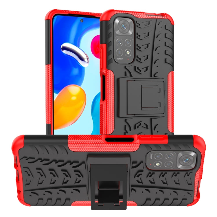For Xiaomi Redmi Note 11S 4G International Version Tire Texture Shockproof TPU+PC Phone Case with Holder