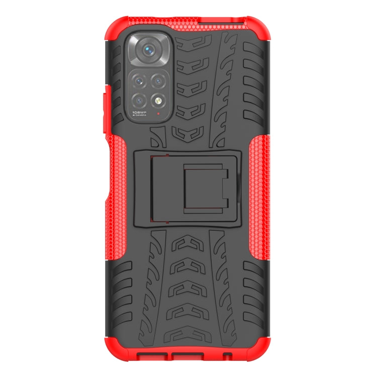For Xiaomi Redmi Note 11S 4G International Version Tire Texture Shockproof TPU+PC Phone Case with Holder