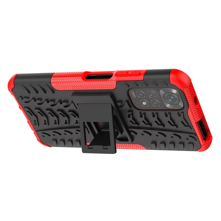 For Xiaomi Redmi Note 11S 4G International Version Tire Texture Shockproof TPU+PC Phone Case with Holder