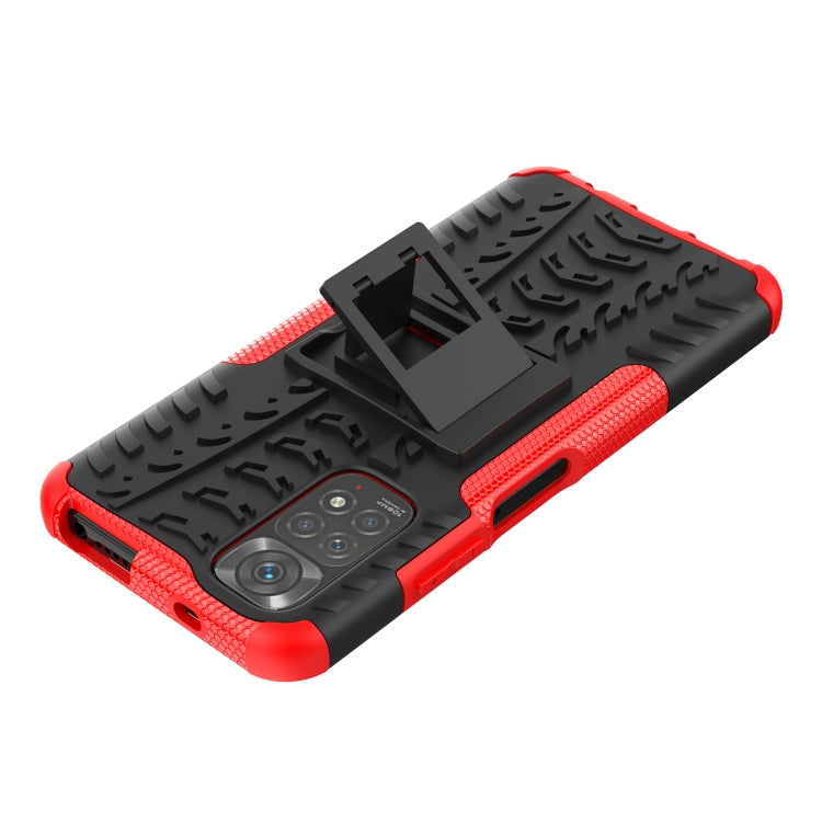 For Xiaomi Redmi Note 11S 4G International Version Tire Texture Shockproof TPU+PC Phone Case with Holder