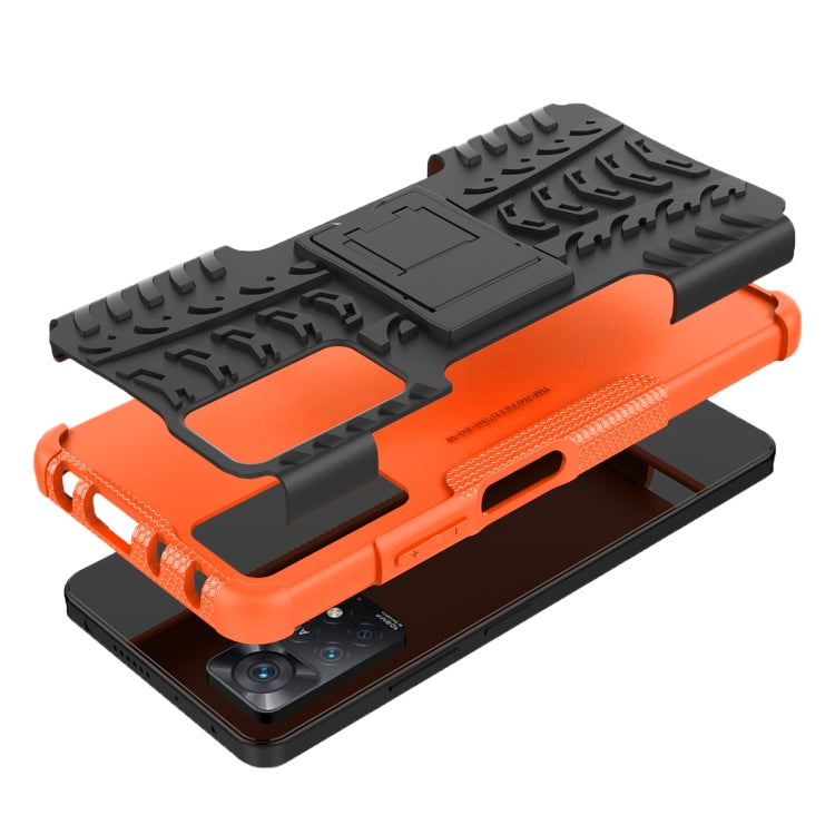 For Xiaomi Redmi Note 11 Pro 5G International Version Tire Texture Shockproof TPU+PC Phone Case with Holder