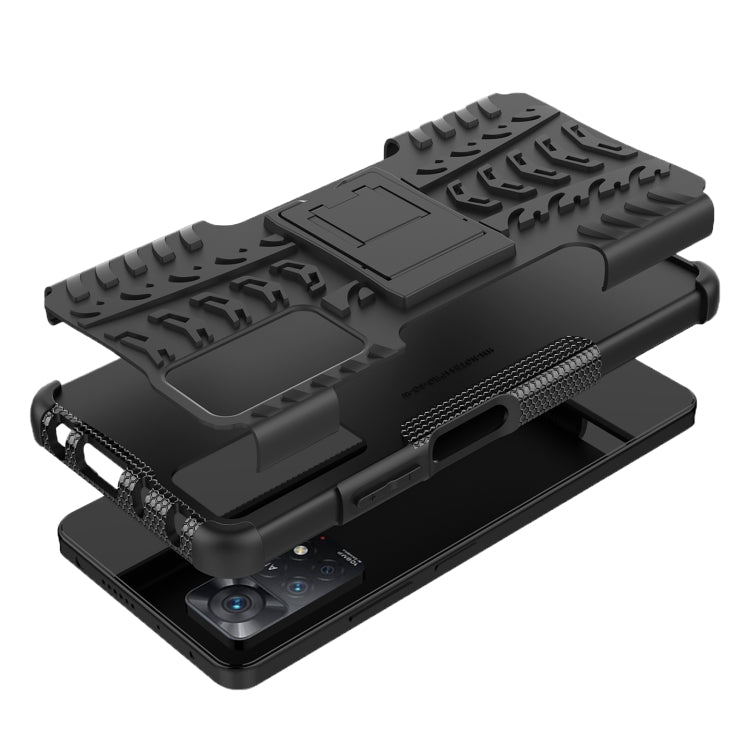 For Xiaomi Redmi Note 11 Pro 5G International Version Tire Texture Shockproof TPU+PC Phone Case with Holder