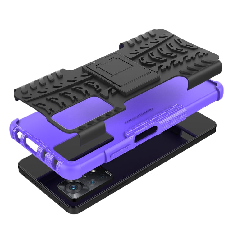 For Xiaomi Redmi Note 11 Pro 5G International Version Tire Texture Shockproof TPU+PC Phone Case with Holder