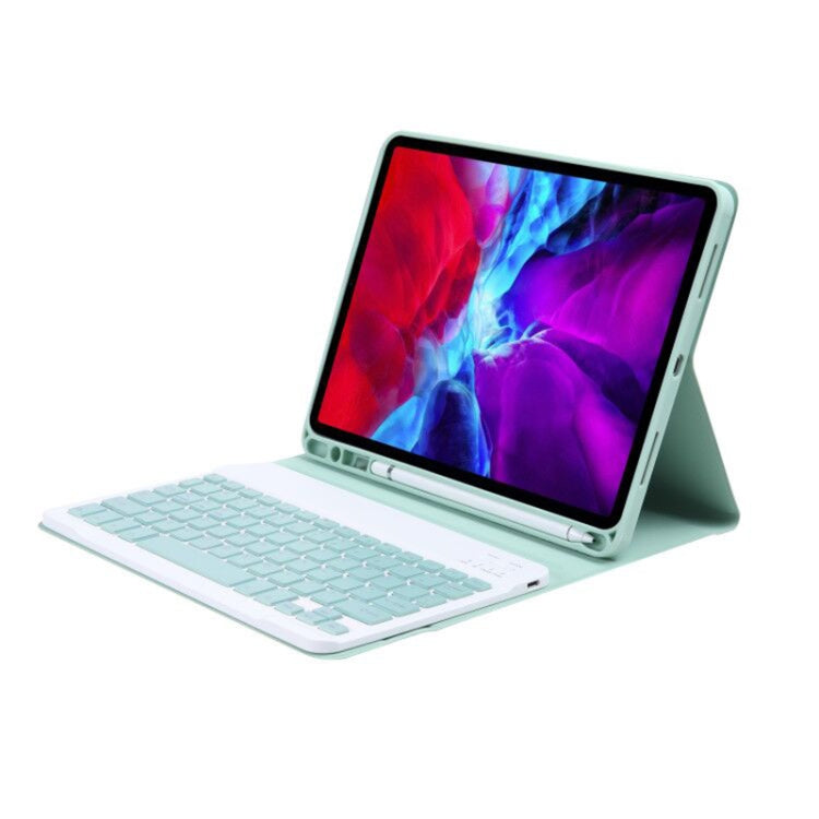 C-098B Candy Color Skin Feel Texture Bluetooth Keyboard Leather Case with Pen Holder For iPad Air 4 10.9 2020 / Air 5 10.9 2022