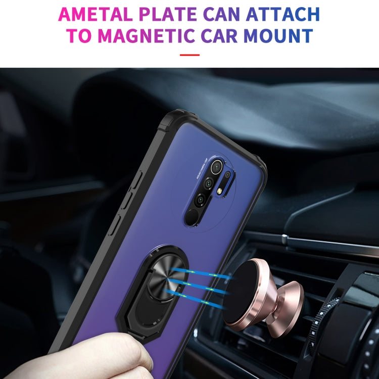 For Xiaomi Redmi 9 Shockproof Transparent TPU + Acrylic Phone Case with Ring Holder