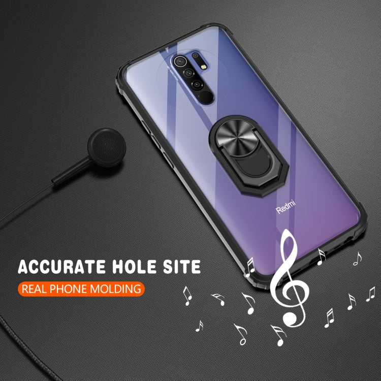 For Xiaomi Redmi 9 Shockproof Transparent TPU + Acrylic Phone Case with Ring Holder