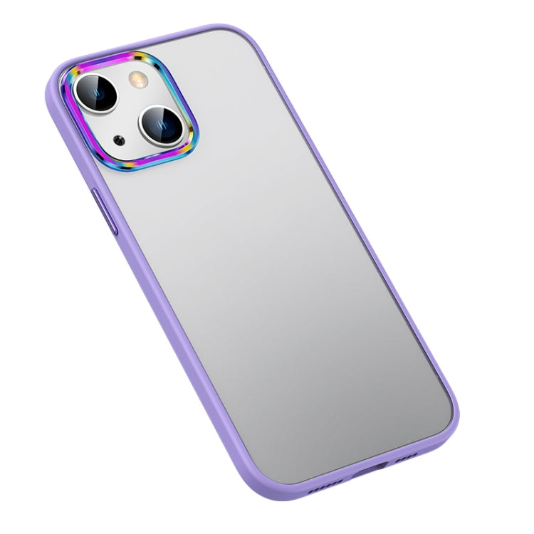 For iPhone 13 Colorful Metal Lens Ring Matte PC + TPU Phone Case